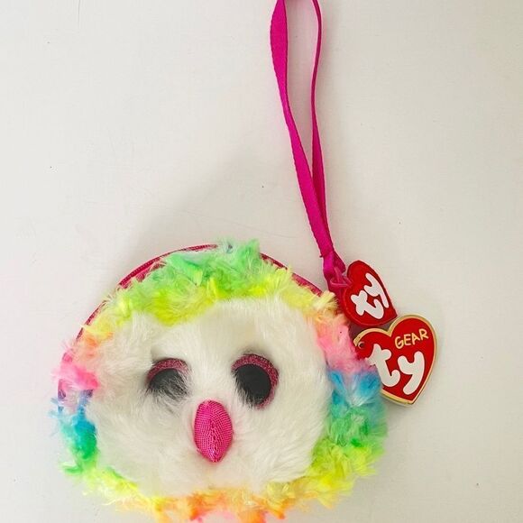 Rainbow faux fur wristlet with change wallet - Picture 6 of 9